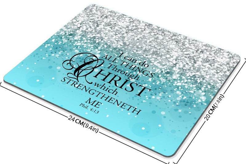 Smooffly Custom Bible Verse Blue Sparkles Glitter Pattern Design Mouse Pad - Image 2